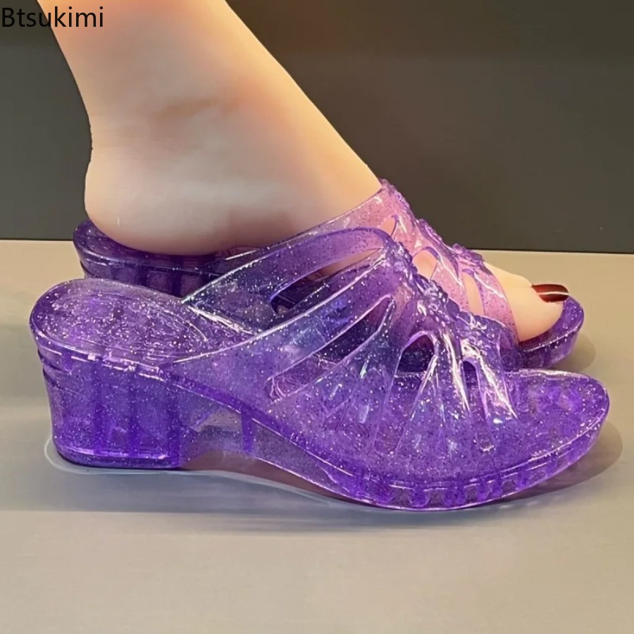 Jelly Sandal Women - Новые летние женские шлепанцы на танкетке,