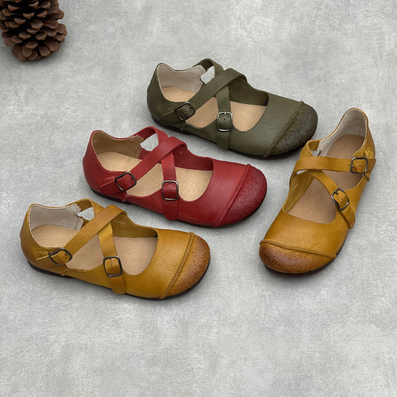 Women'S Shoes Round Toe - Женские туфли-мэри-джейн ручной работы из натуральной