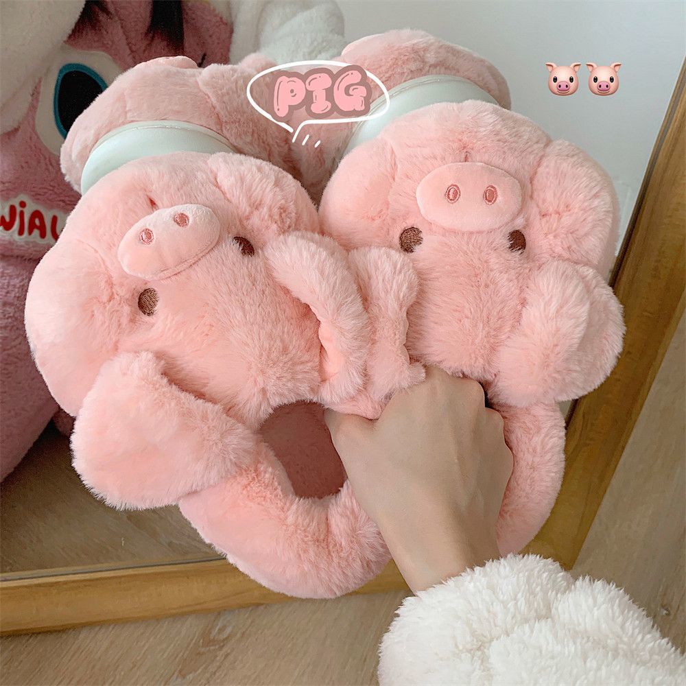 Women Shoes Winter - Теплые домашние тапочки Feerldi Pink Fluffy