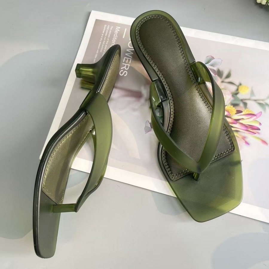 Jelly Sandal Women - Корейские женские сандалии-стринги из ПВХ оливкового