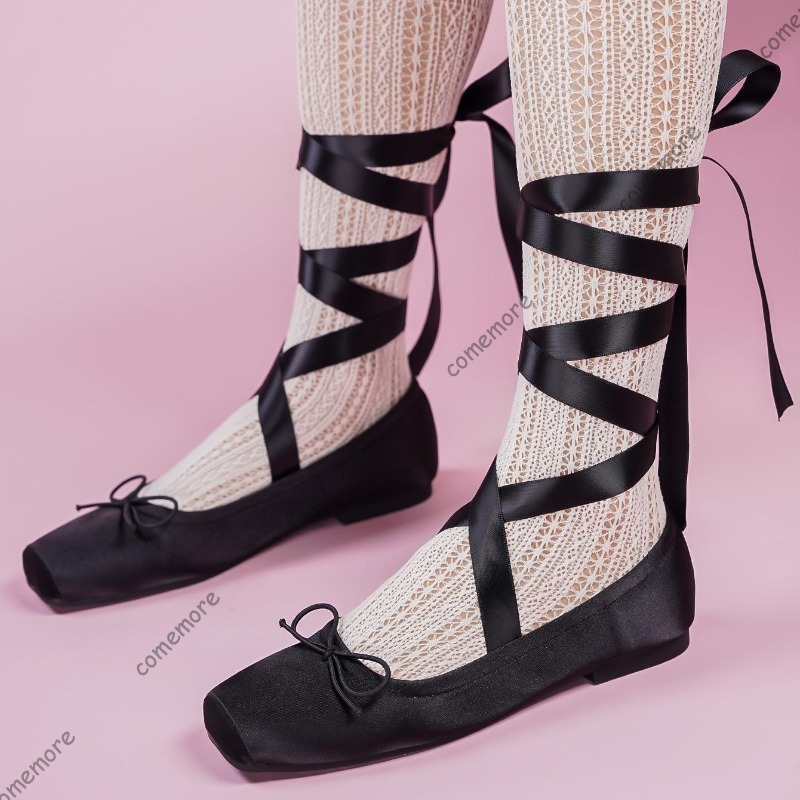 Shoes For Women Flats - Женские балетки на атласной ленте с